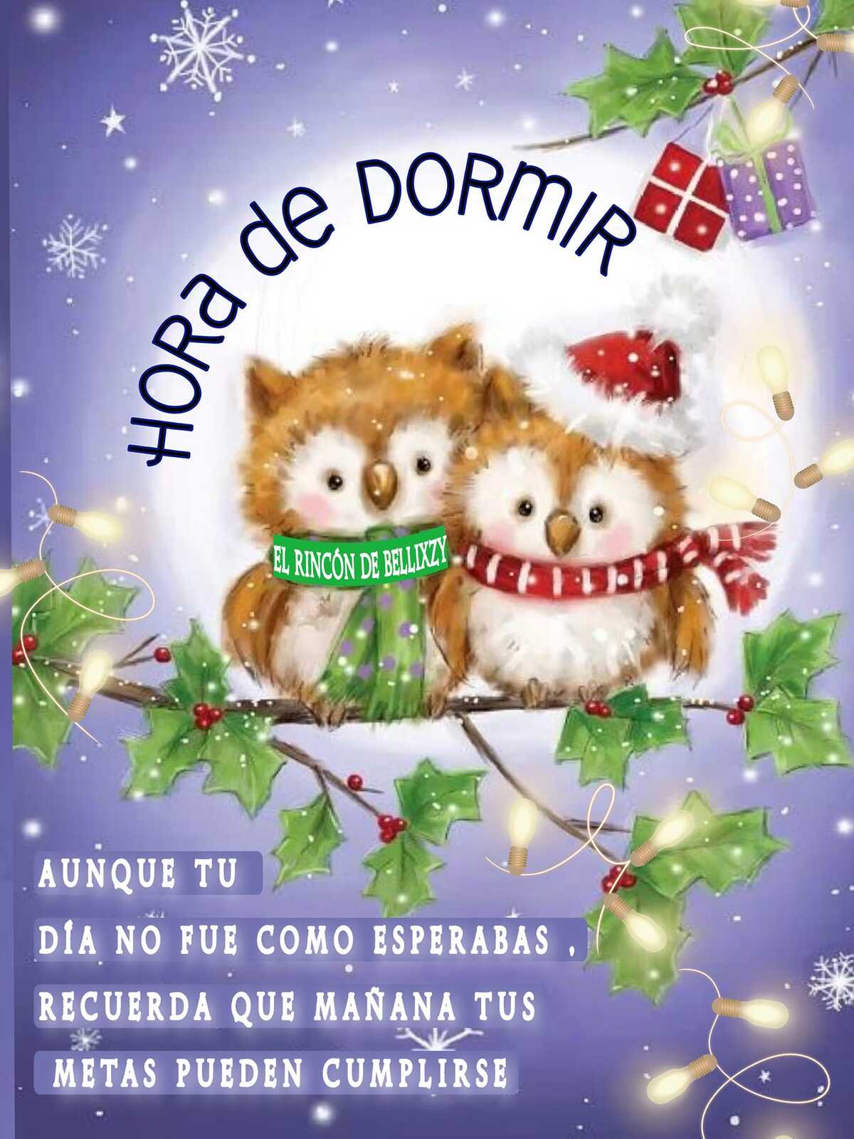 Buenas Noches con búhos navideños